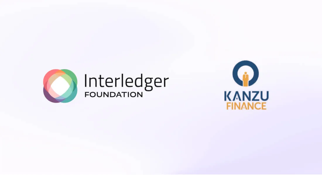 Logos of the Interledger Foundation and Kanzu Finance displayed side by side on a banner background